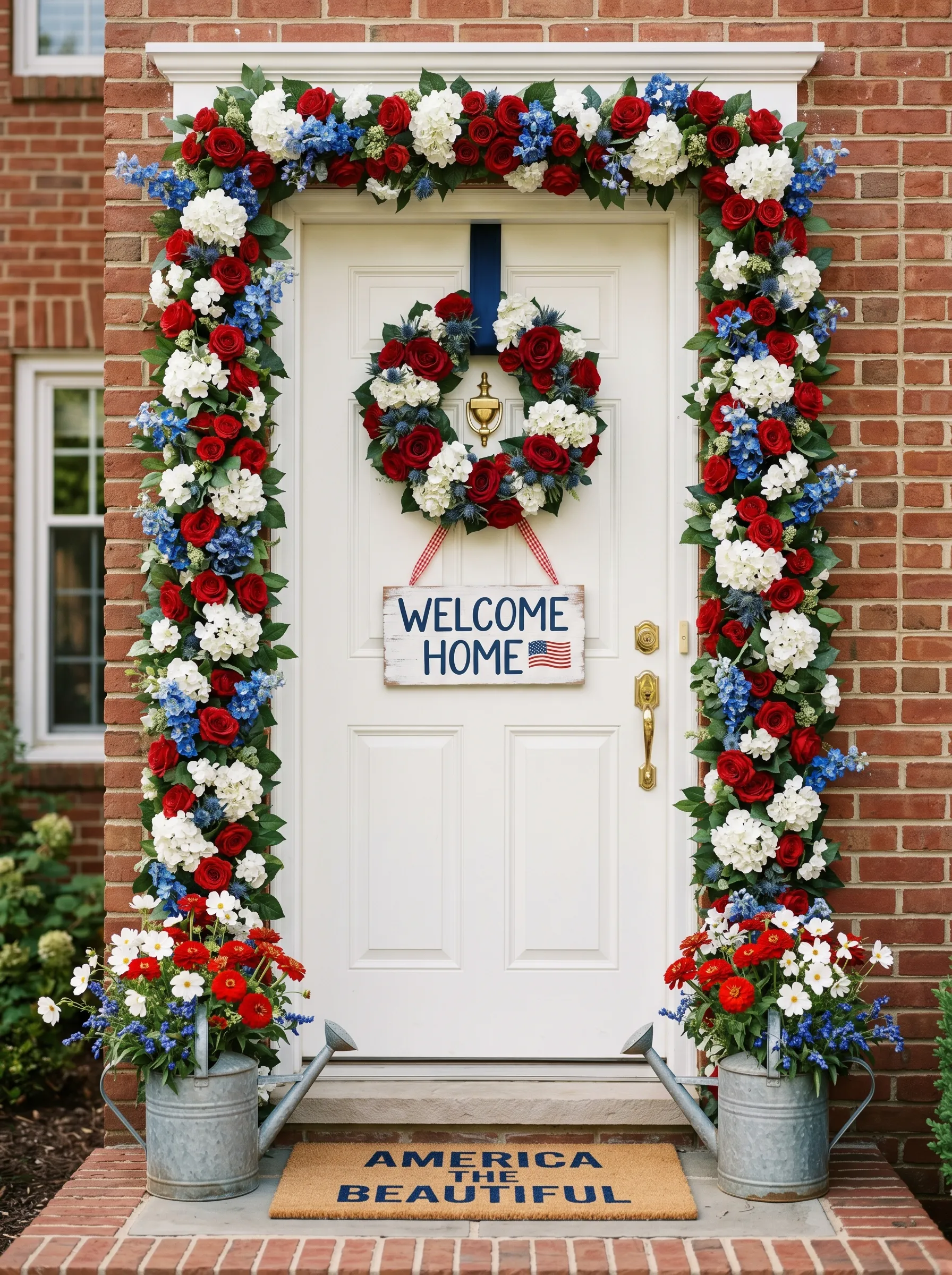 Full Floral Door Frame with Welcome Sign
