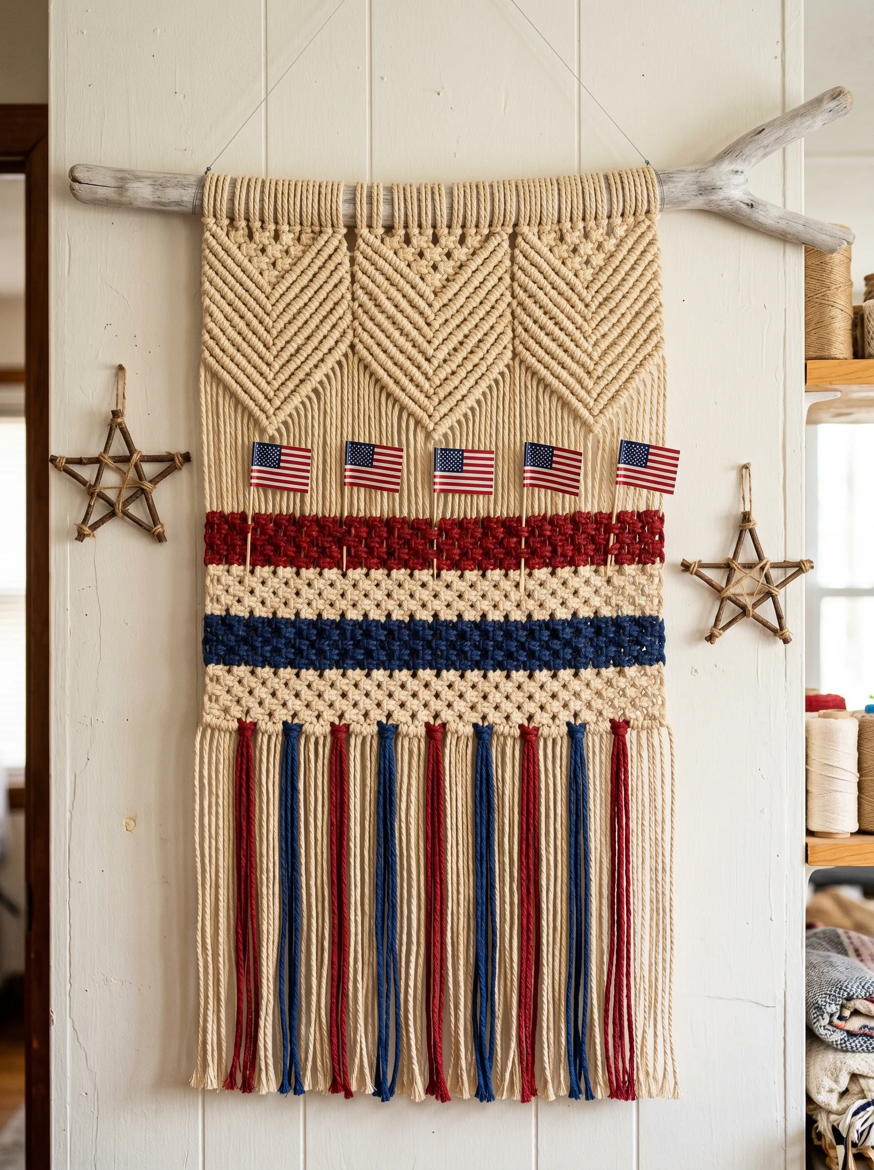 The Patriotic Macramé Wall Hanging