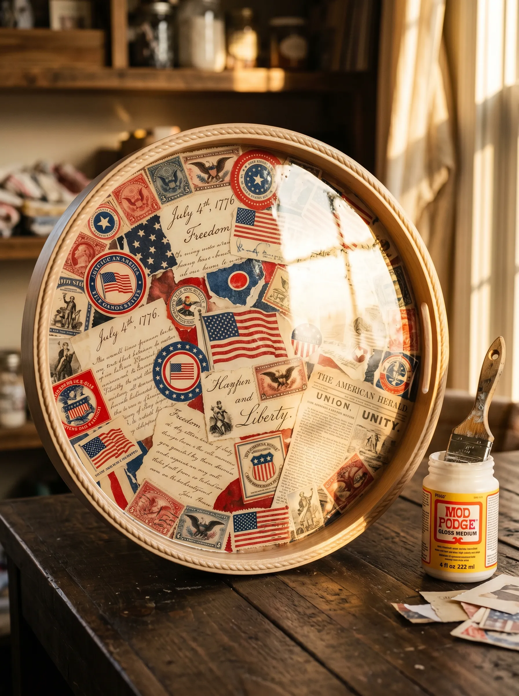 The Mod Podge Decoupage Patriotic Tray