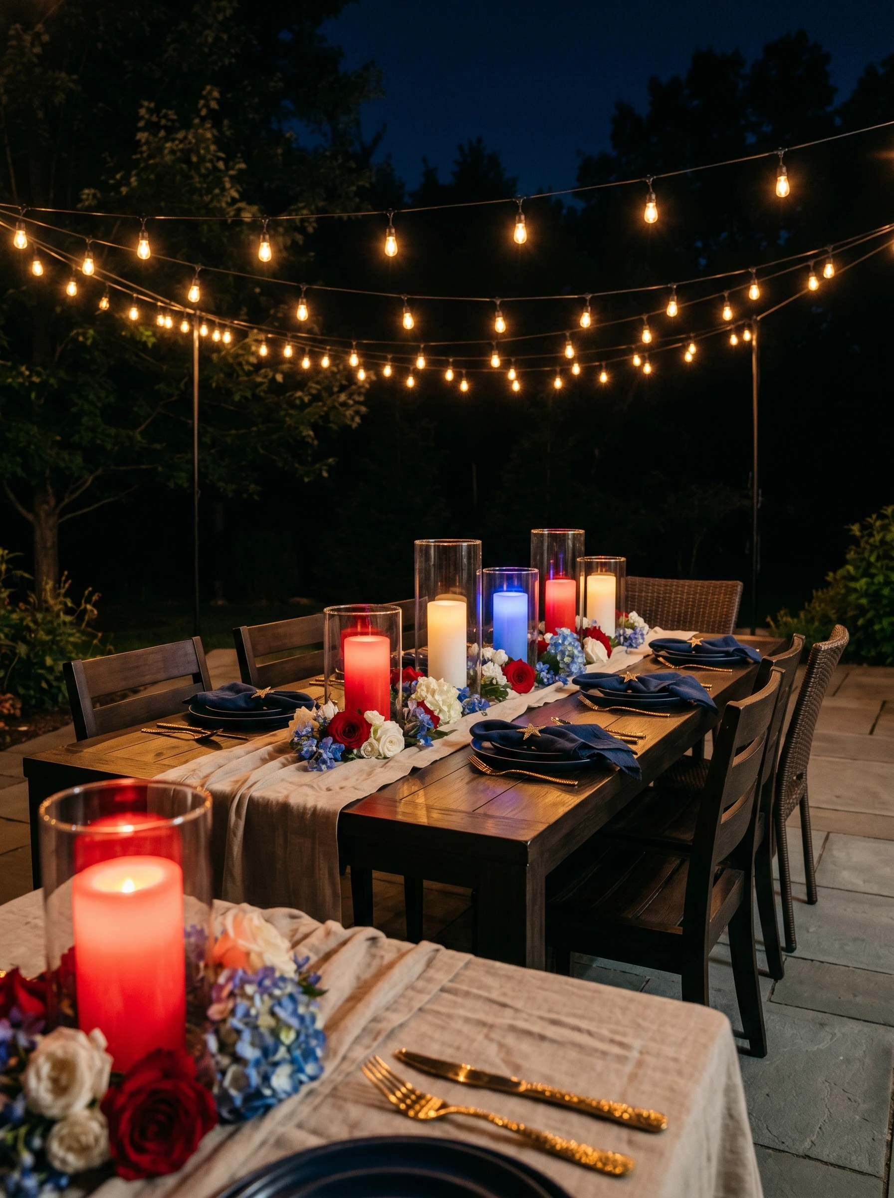 String Light Candle Runner Table