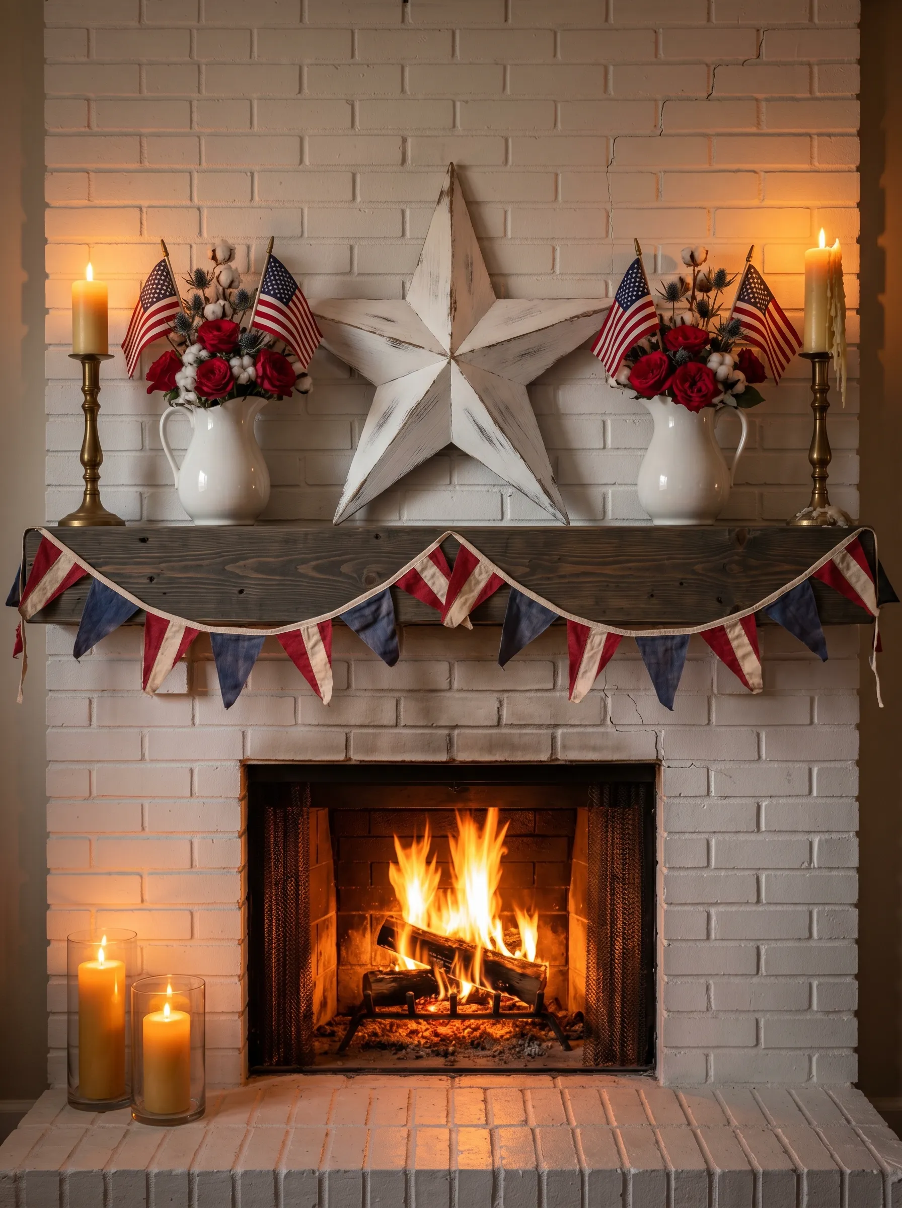 The Fireplace Mantel with Chippy Star and Layered Bunting