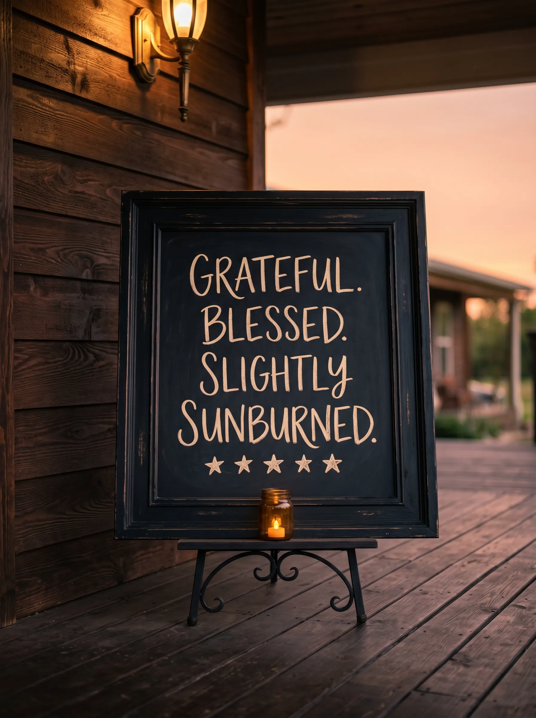 The Evening Chalkboard on a Wrought Iron Stand