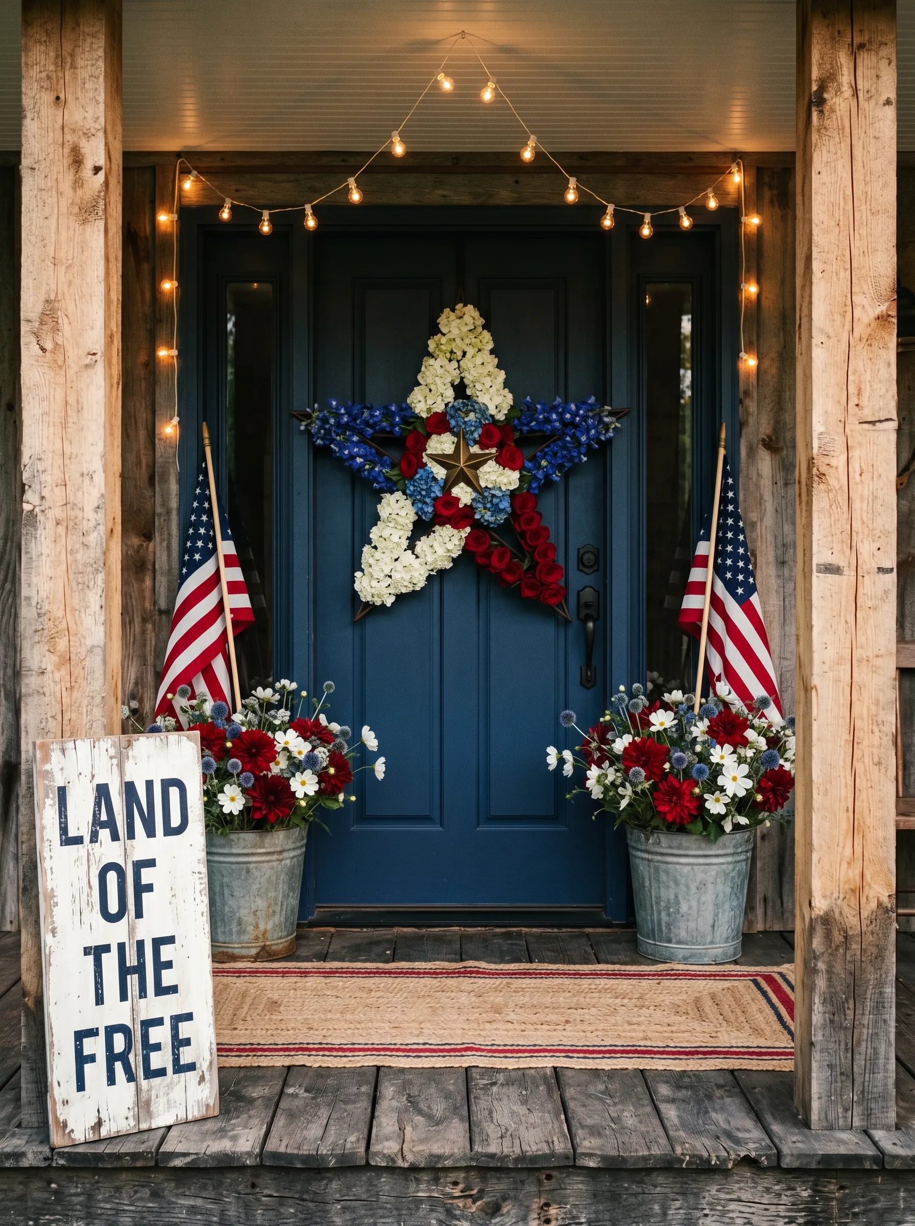 The Rustic Farmhouse Porch with a Floral Star Wreath