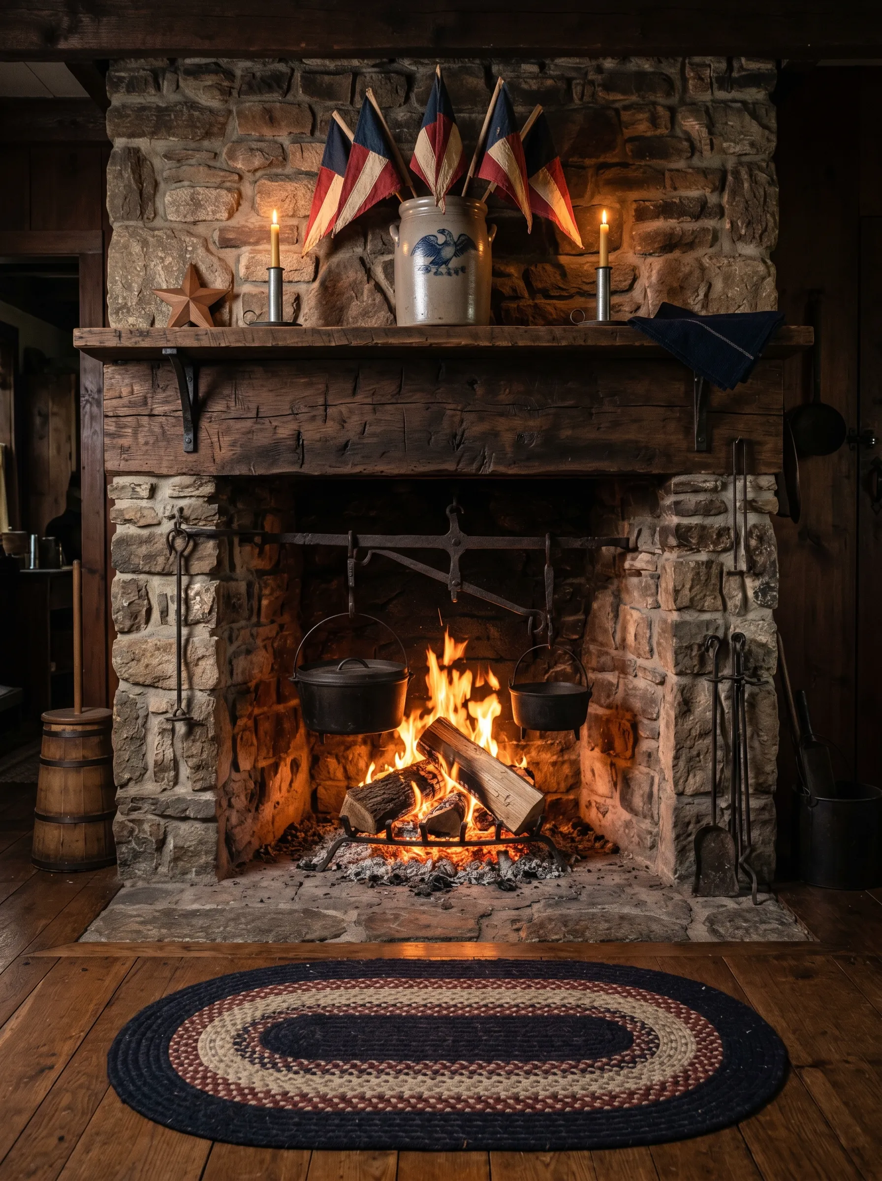 The Stone Fireplace Mantel Dressed for the Hearth Season