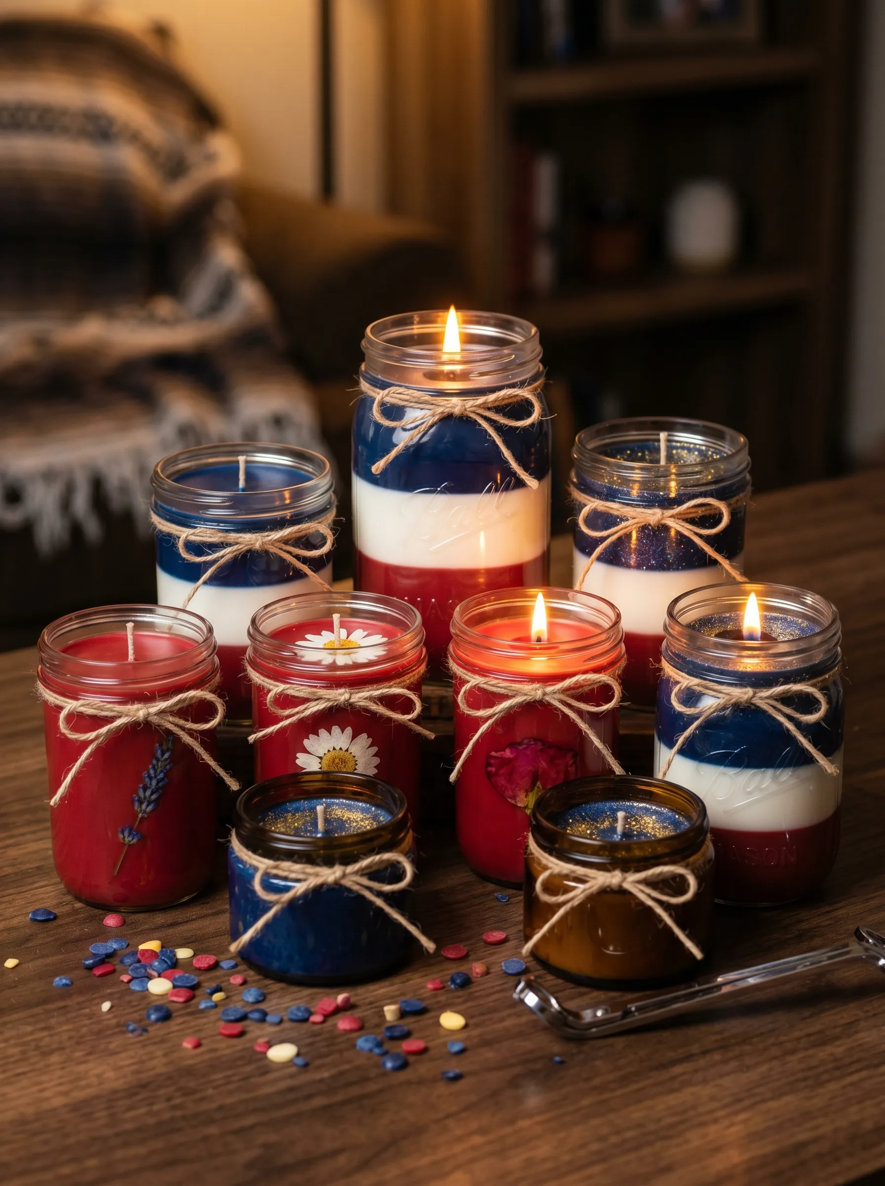 The Layered Mason Jar Candles