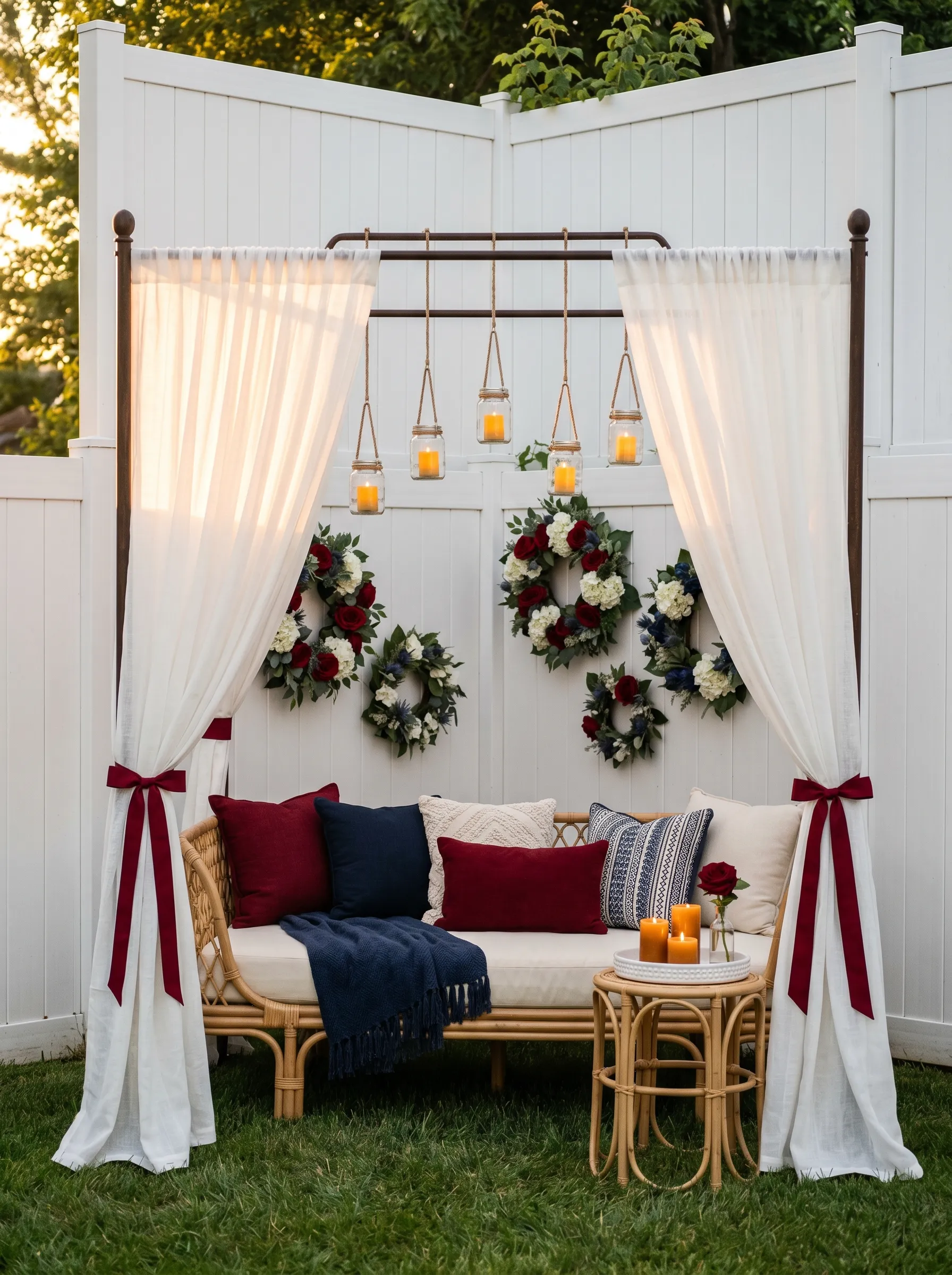 The Draped Canopy Seating Nook That Turned a Fence Corner Into a Room