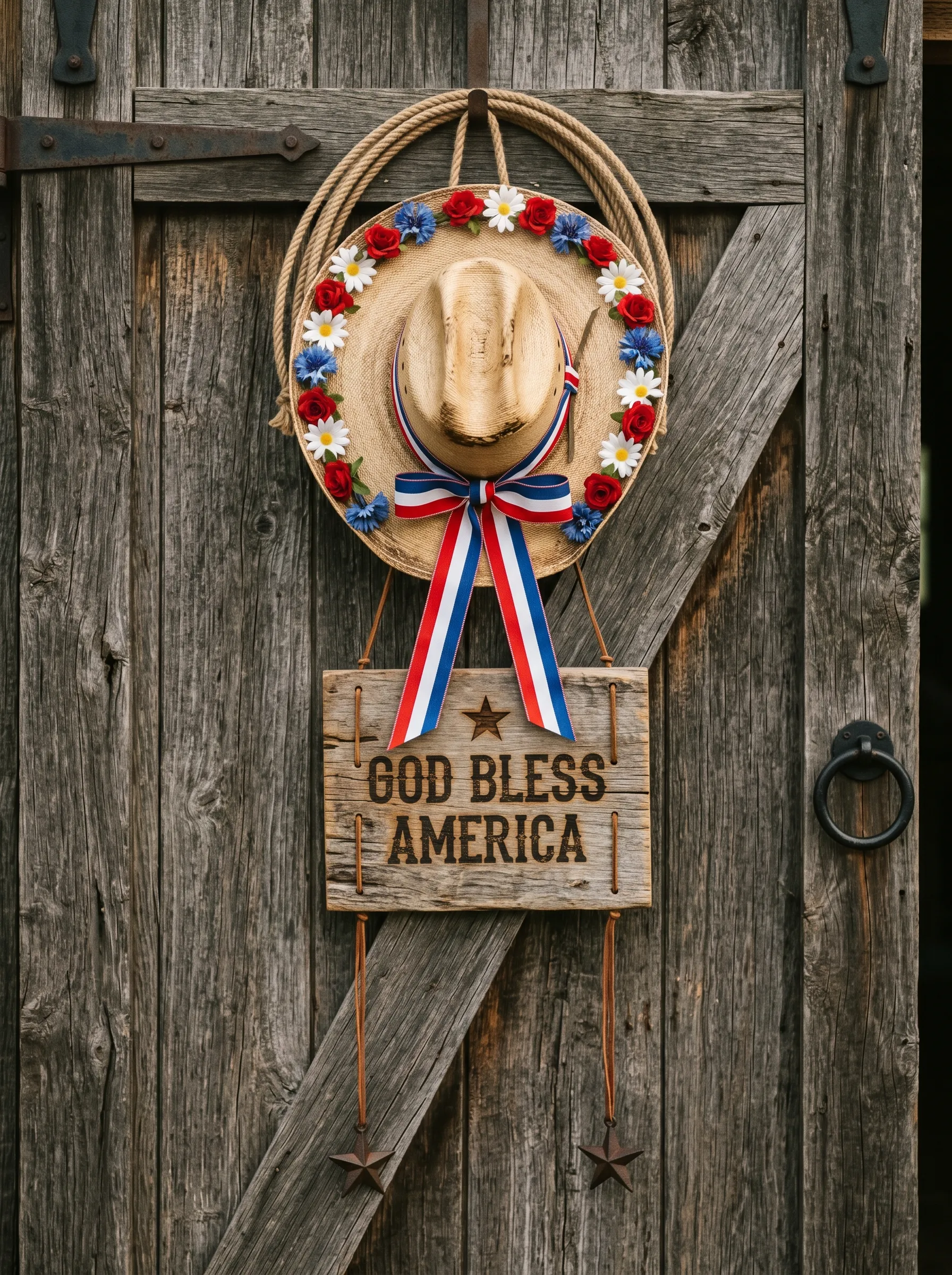 The Cowboy Hat and Lasso Wreath for a Barn or Farmhouse Door