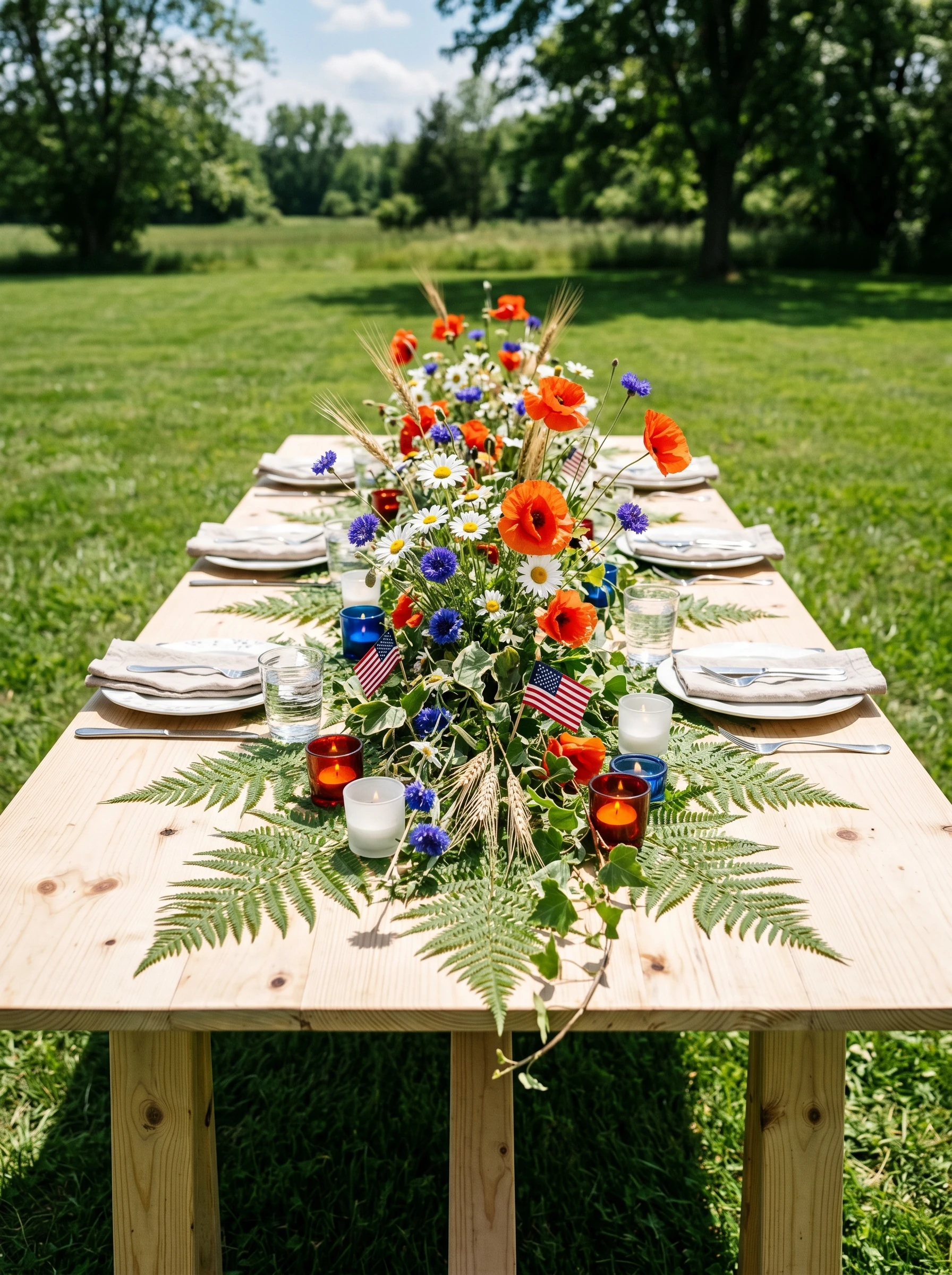 Poppy Wildflower Outdoor Feast Table