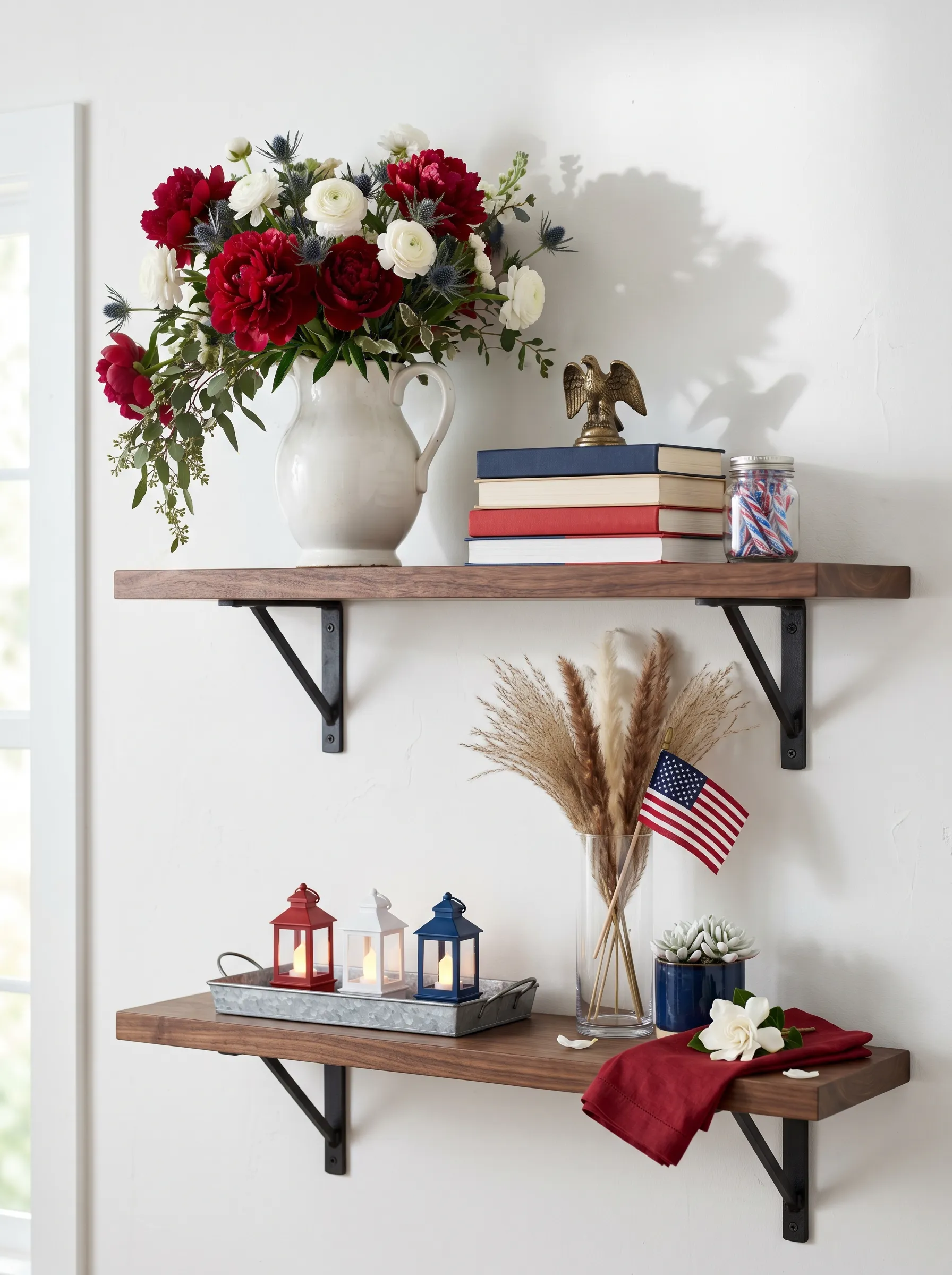 The Floating Shelf Styling That Makes Books Part of the Color Story