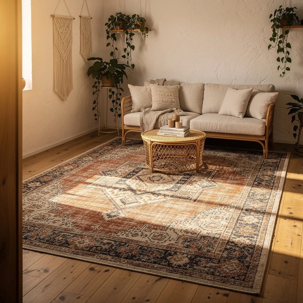 Vintage Medallion Boho Living Room