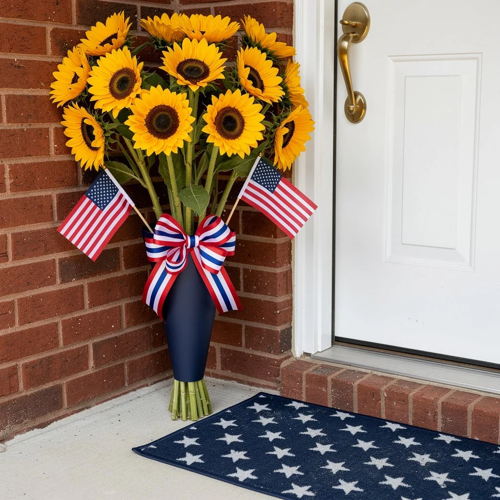 Sunflowers in a Navy Vase
