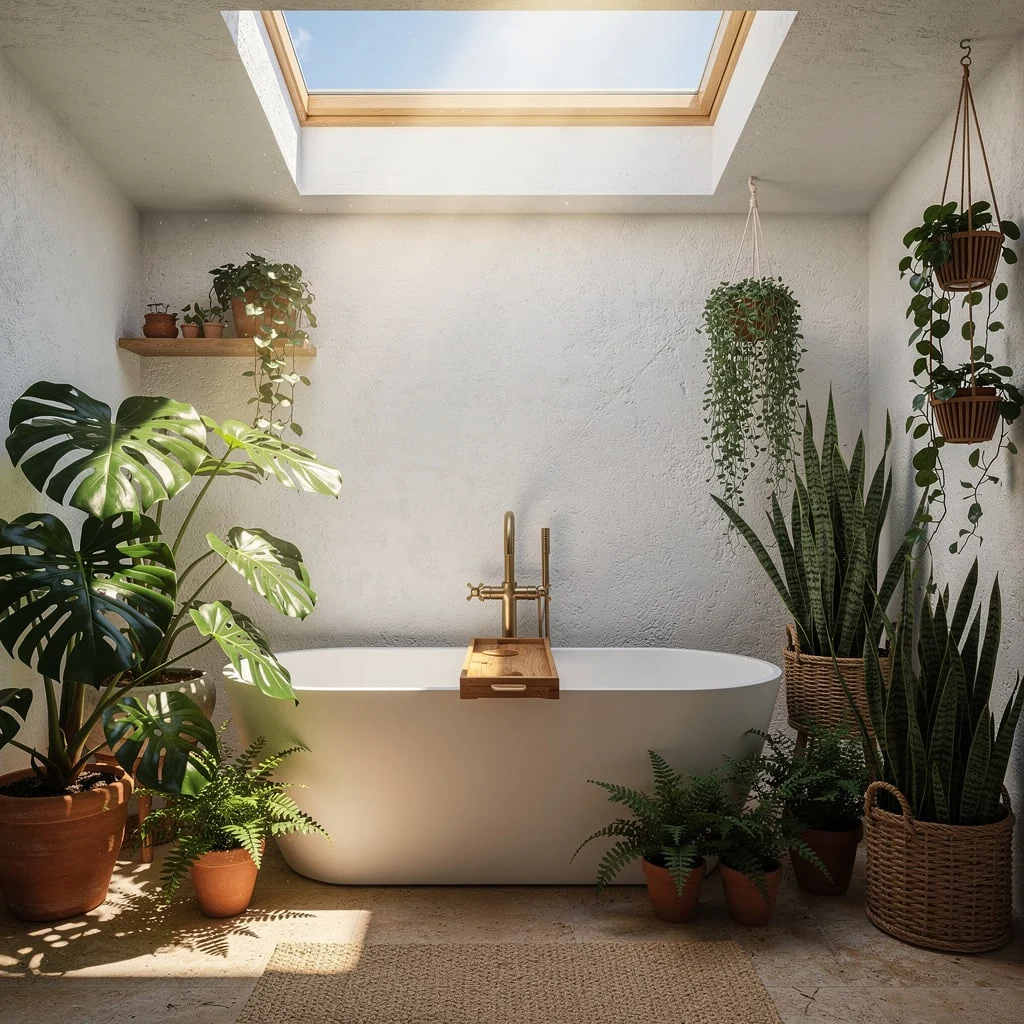 Skylight Bath, All the Plants