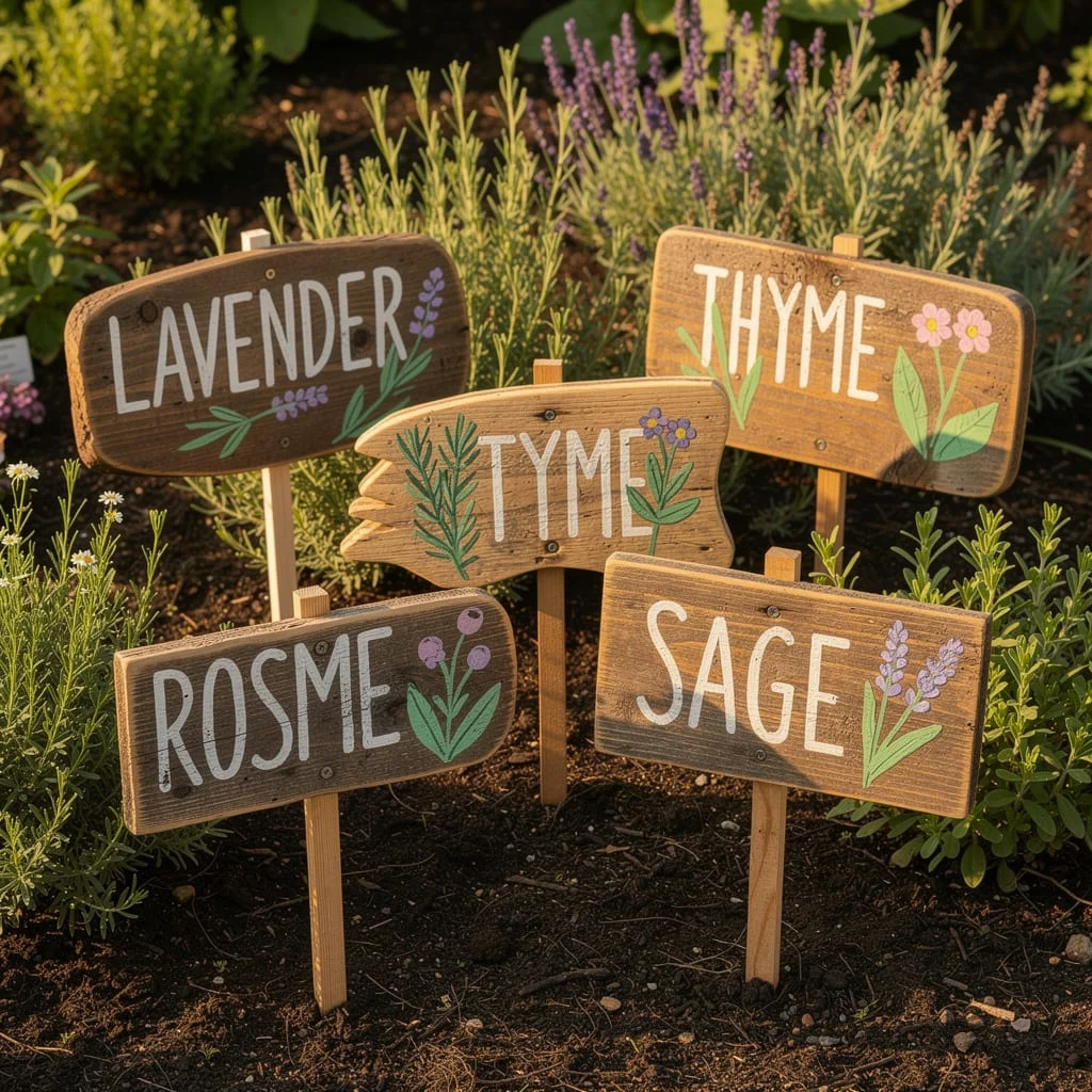 The Rustic Hand-Painted Wooden Herb Markers