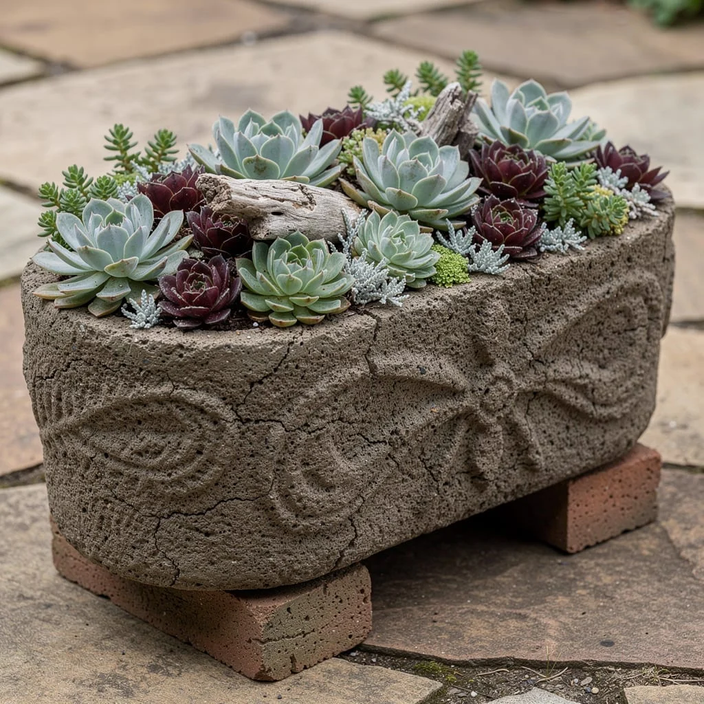 The Carved Hypertufa Succulent Trough