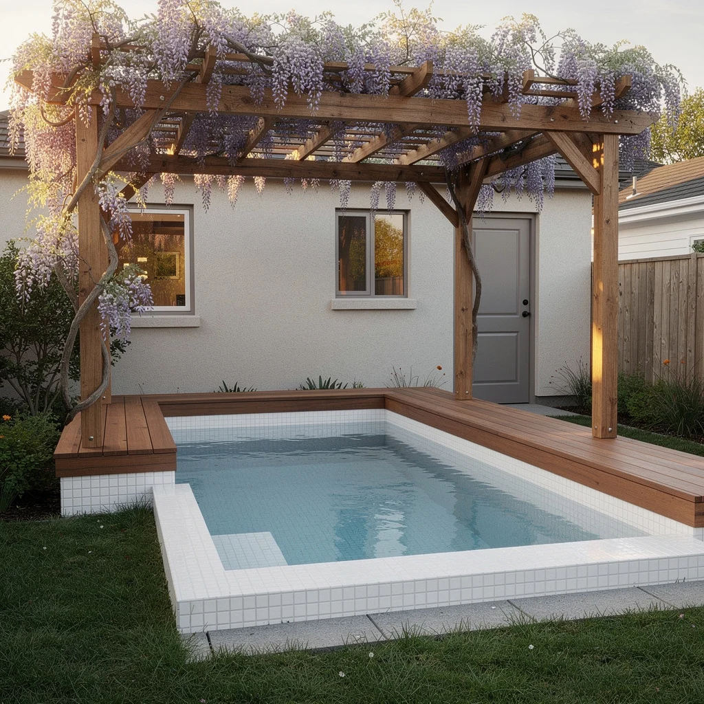 The Wisteria Pergola Pool With White Tile Surround