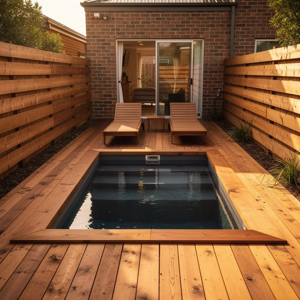 The Plunge Pool Set Into the Timber Room