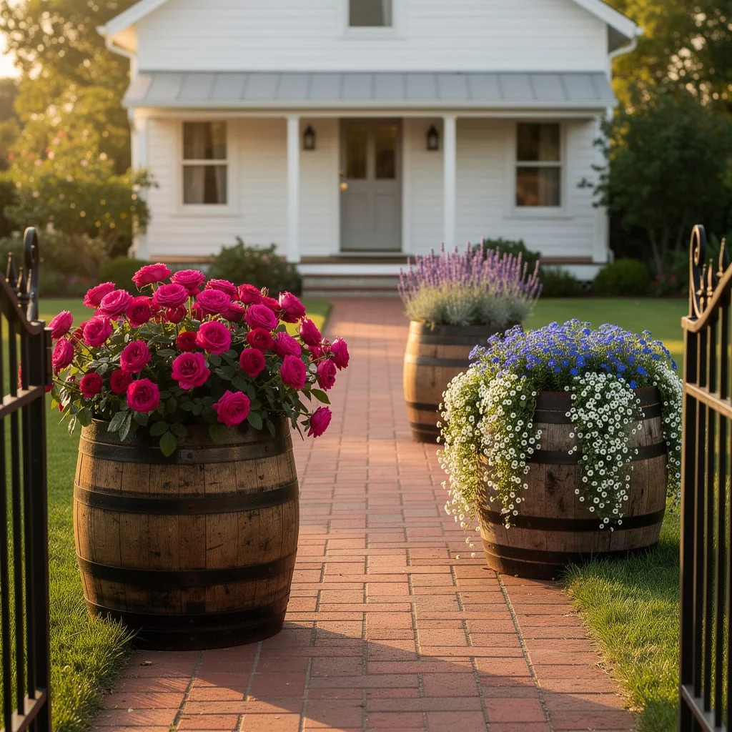 Wine Barrel Gateway Pair