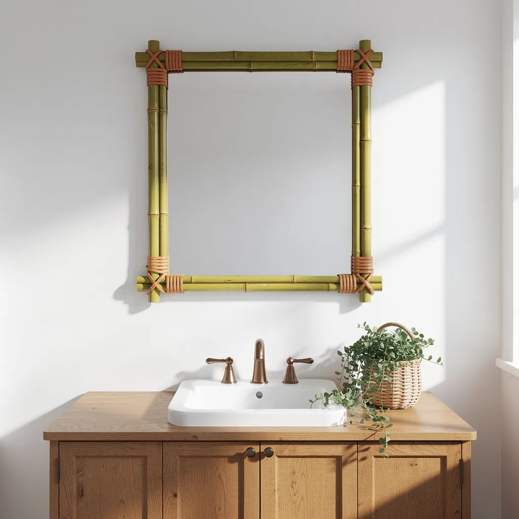 Bamboo Frame Bathroom Mirror