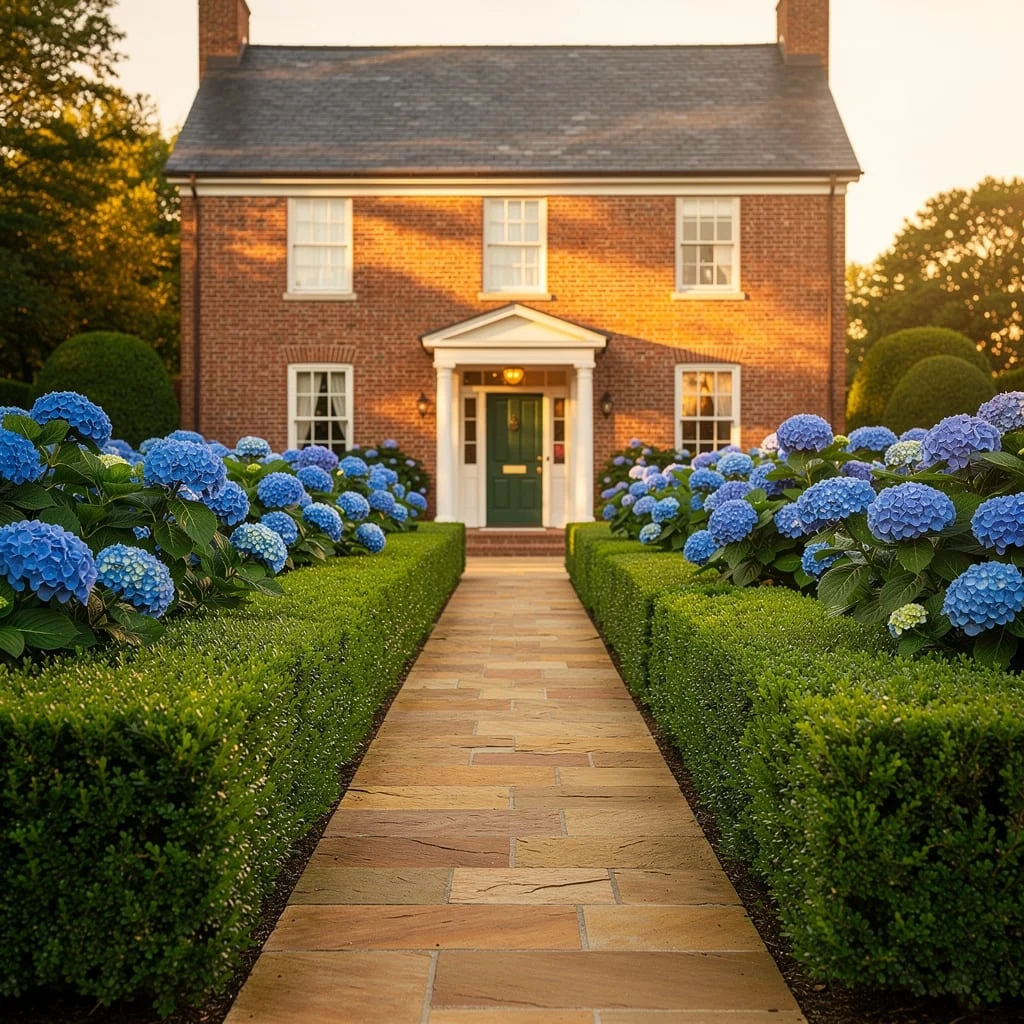 Blue Hydrangea Sandstone Entry