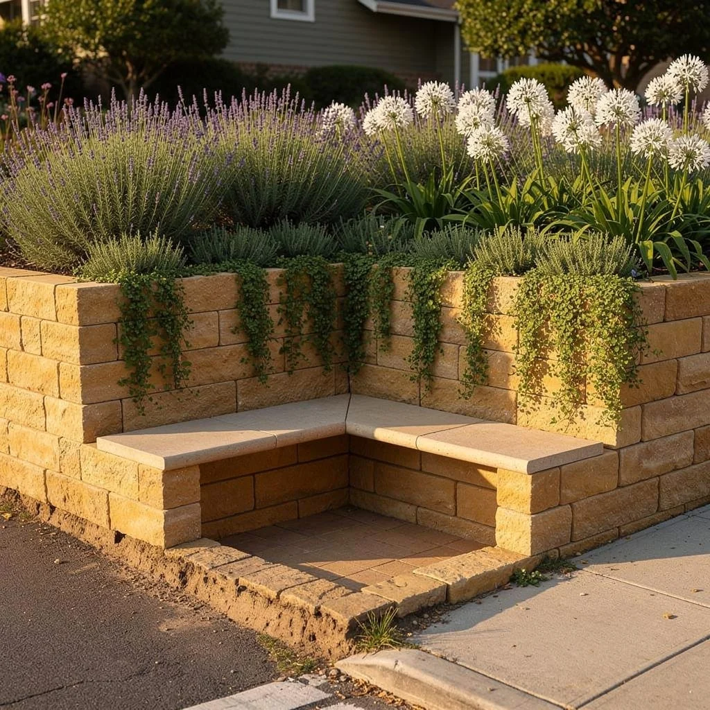 The L-Shaped Sandstone Bench Planter Corner