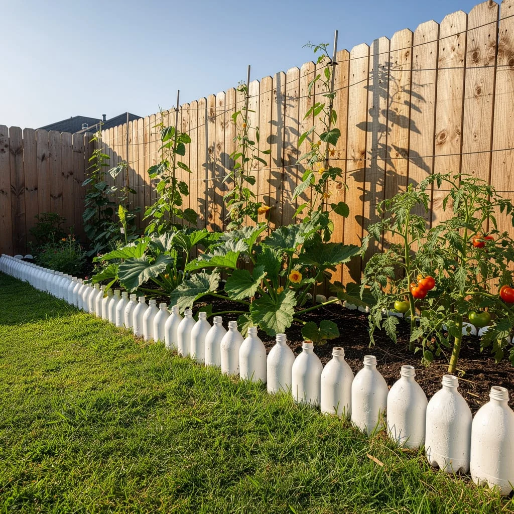 Painted Milk Bottle Vegetable Border