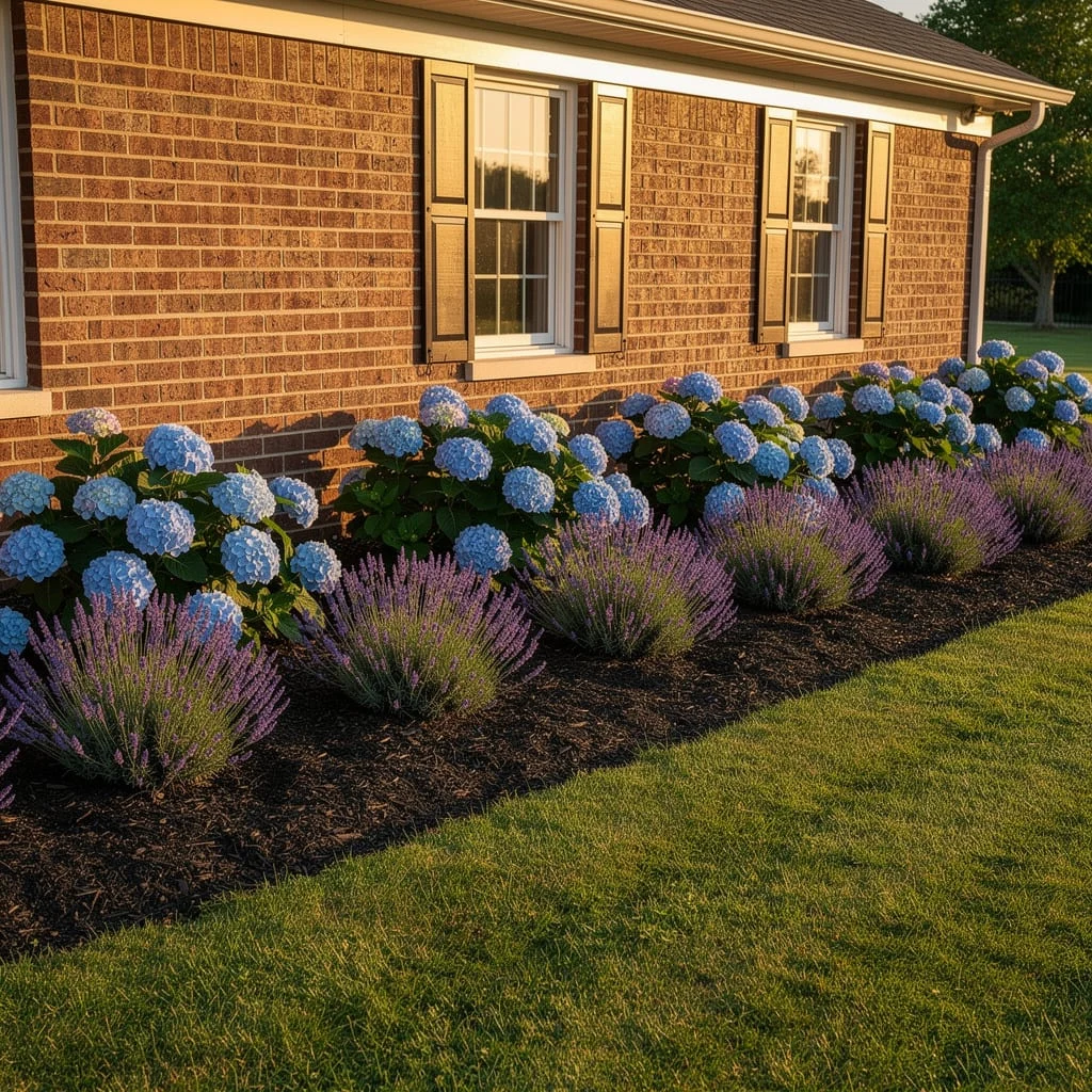 Blue Hydrangeas With Lavender