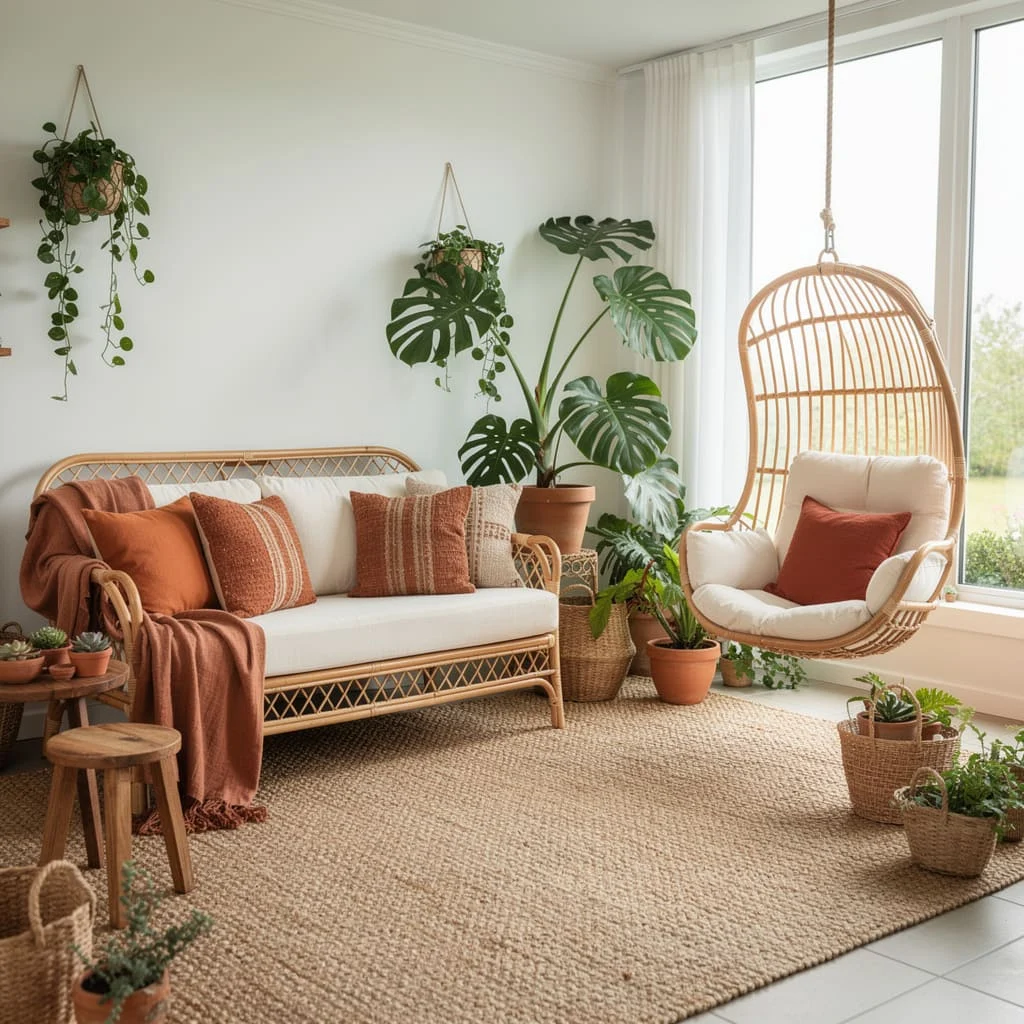 The Rattan and Egg Chair Living Room