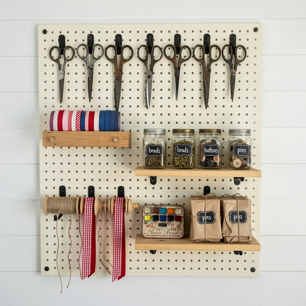 Vintage Craft Room Pegboard