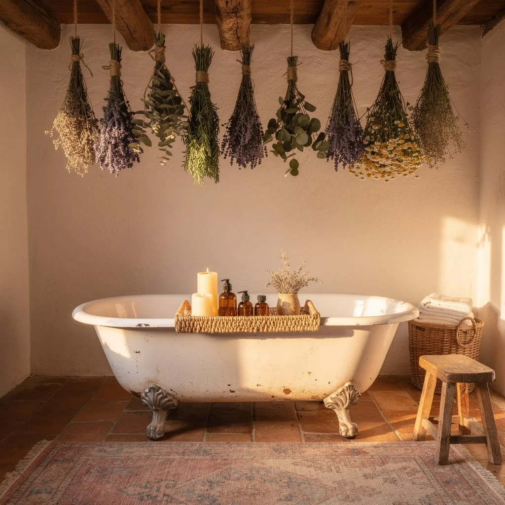 Dried Herbs, Clawfoot Tub, Adobe