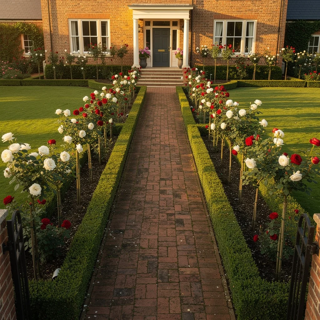 The Brick Formal Front With Standard Rose Path
