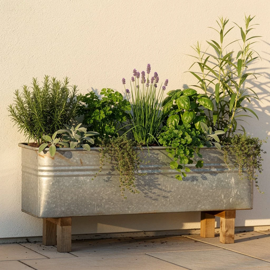 Galvanised Trough on Timber Legs