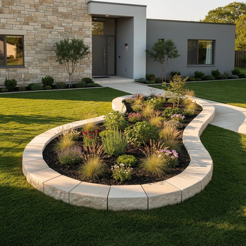 Iron Obelisk Border With Perennials