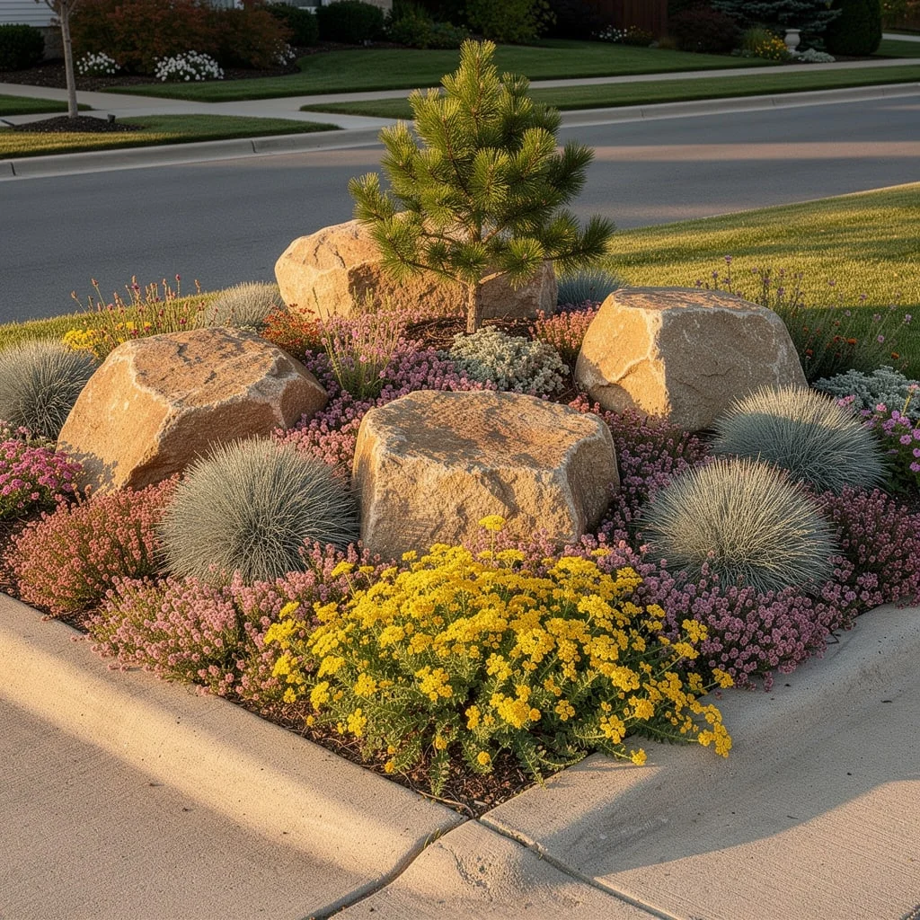 The Boulder and Dwarf Pine Corner with Heather Groundcover