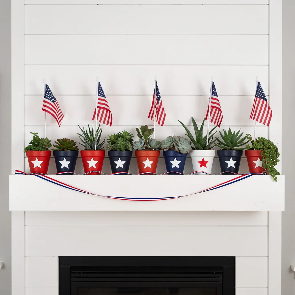 Painted Succulent Pots in a Row