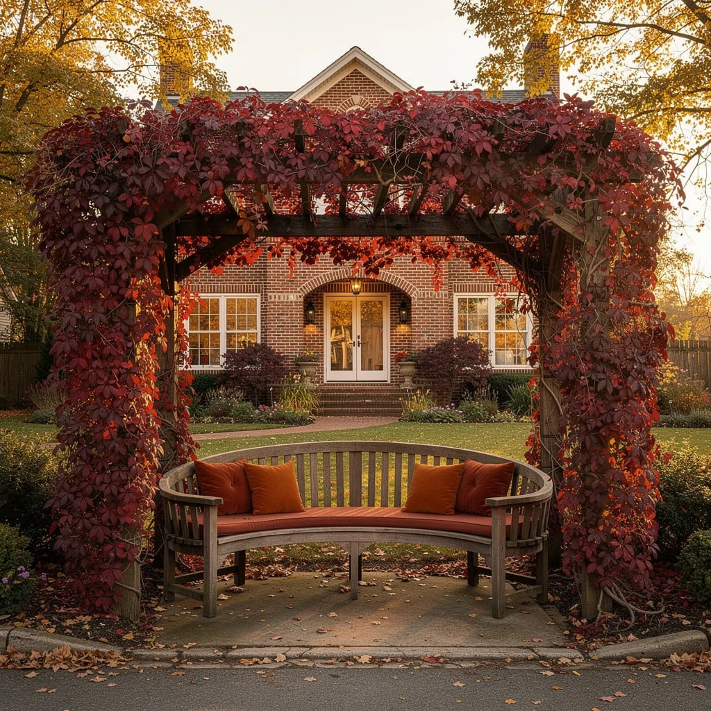 The Virginia Creeper Pergola with Curved Bench