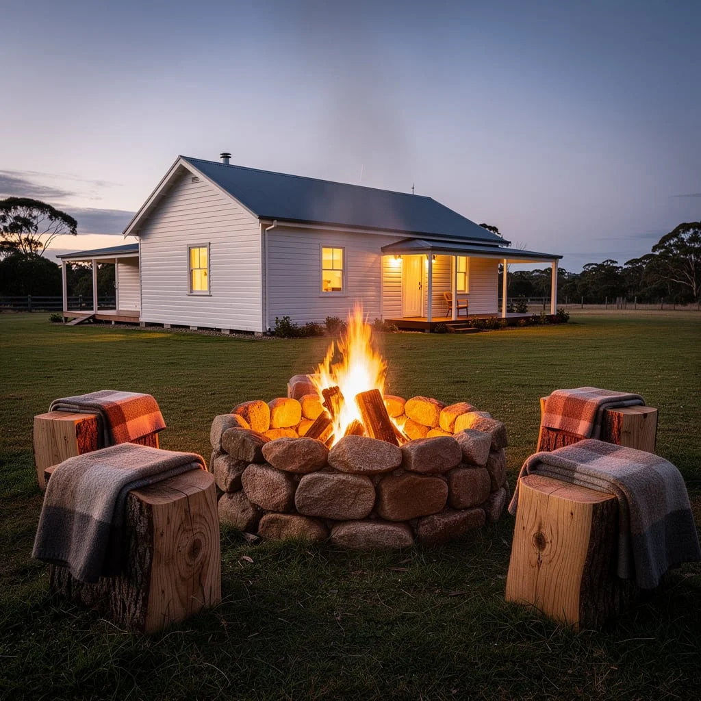 Fieldstone Ring With Log Stump Seats