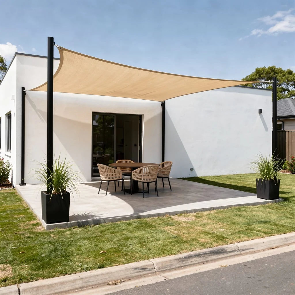The Contemporary Sail Shade Dining Patio