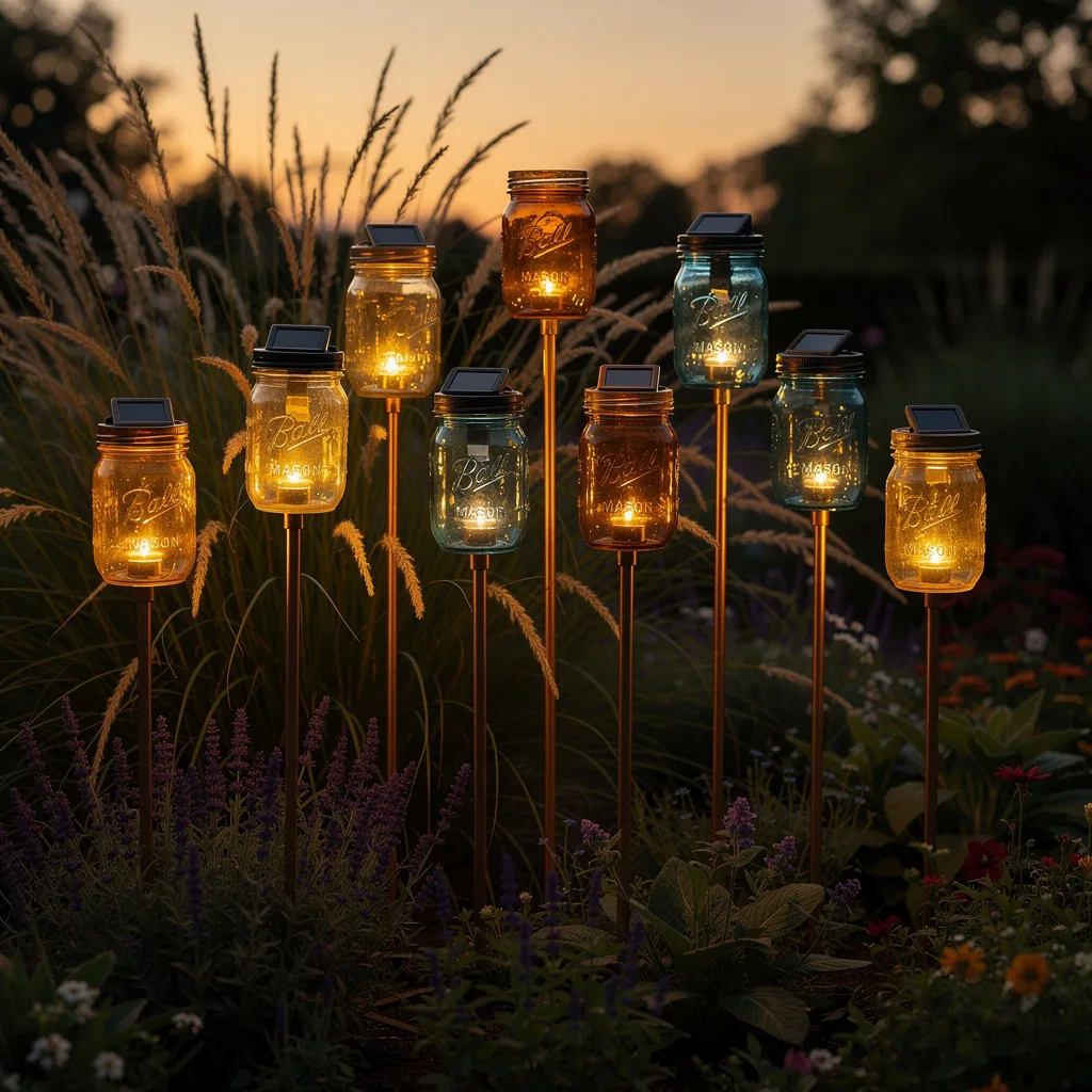 The Solar Mason Jar Garden Light Stakes