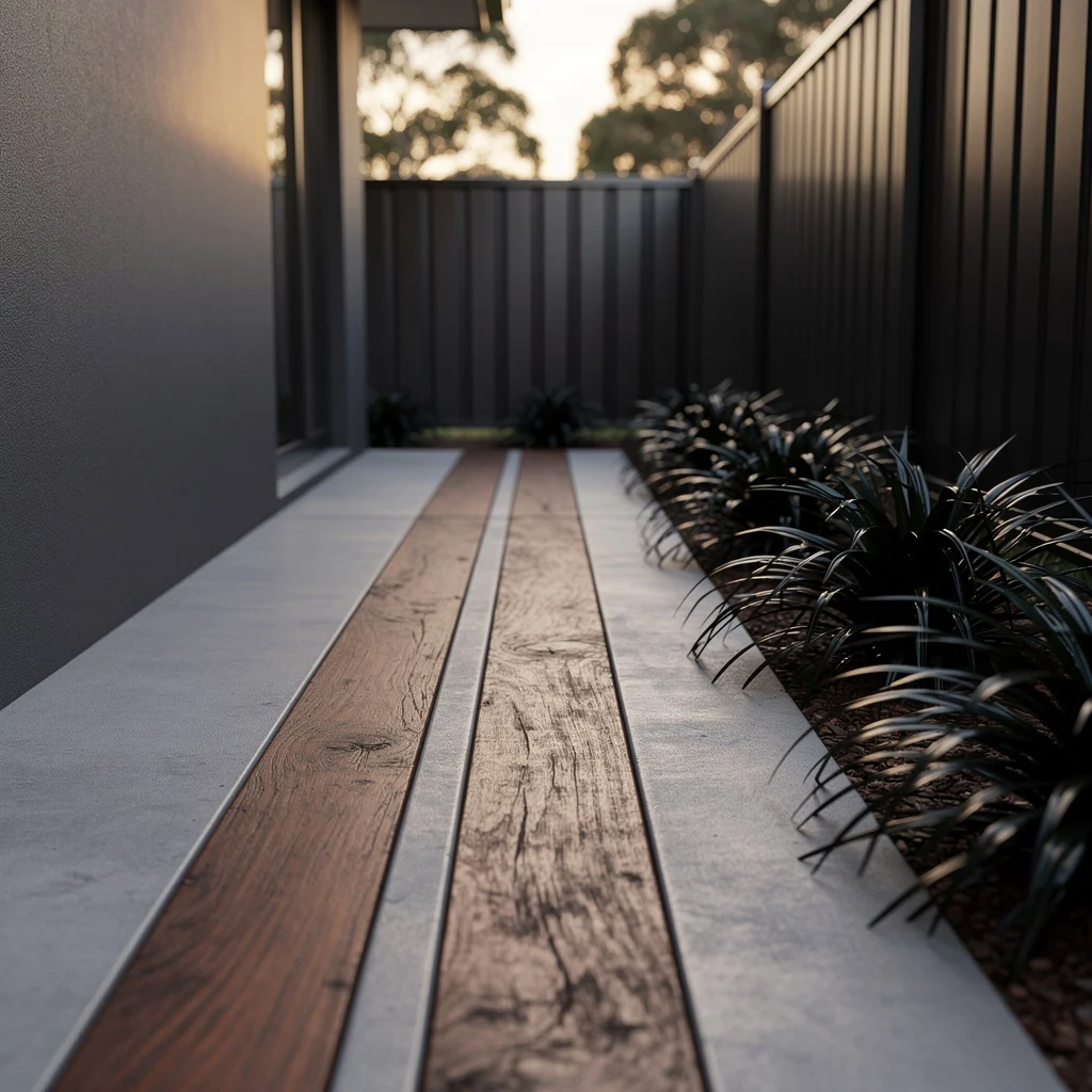 Concrete and Hardwood Inlay