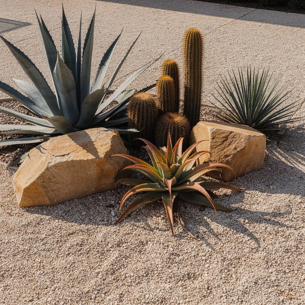 The Desert Xeriscape with Boulder Composition