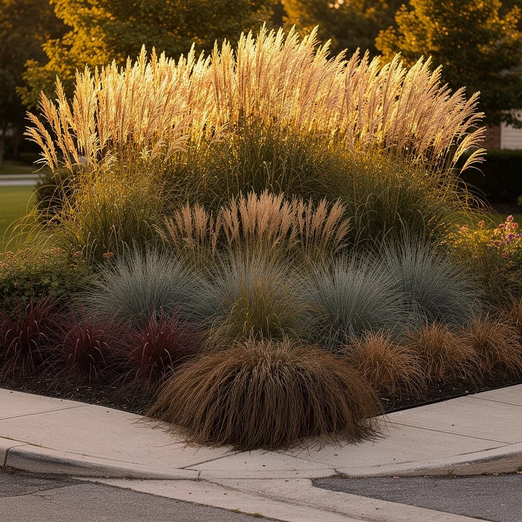 The All-Grass Corner in Graduated Heights and Textures
