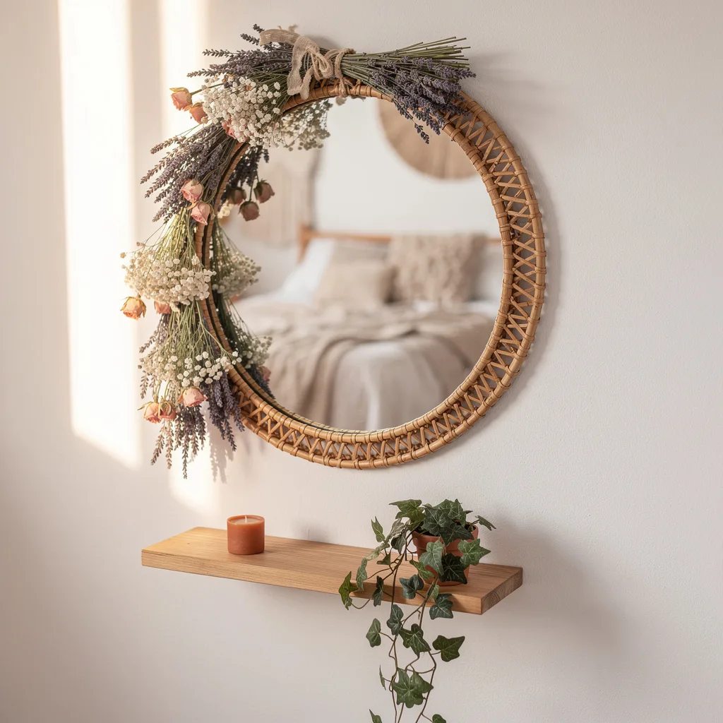 Rattan Circle with Dried Flowers