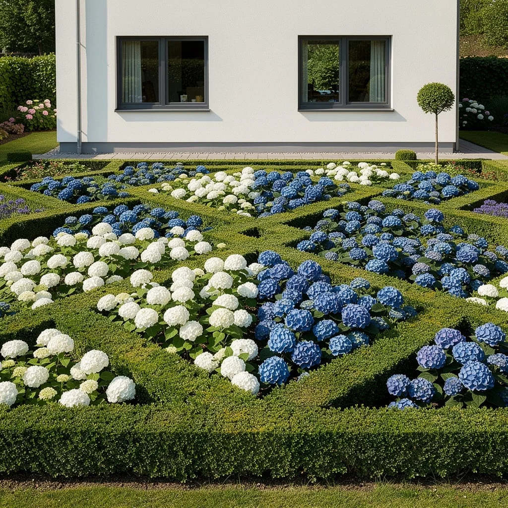 Formal Parterre With Blue and White