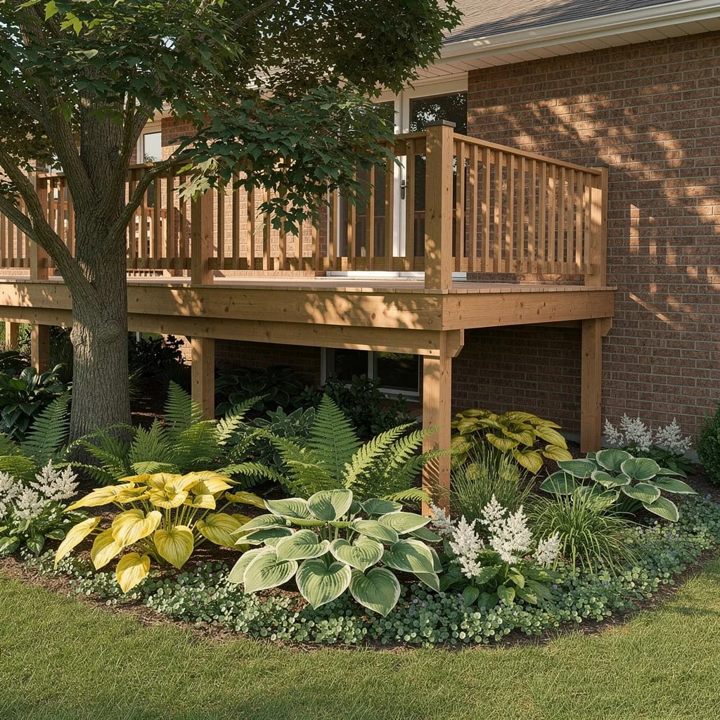 The Raised Deck with Under-Deck Planting in Hostas, Ferns, and Shade Perennials