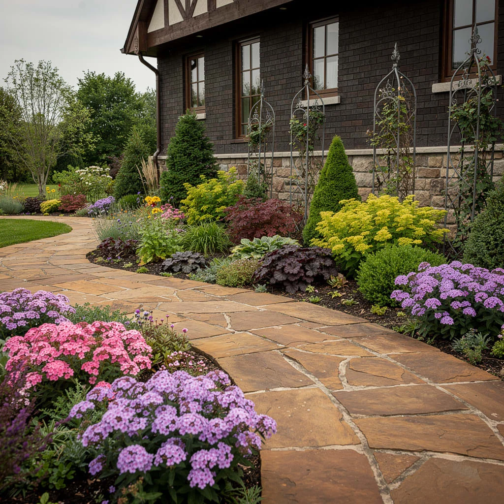Flagstone Path With Cottage Border