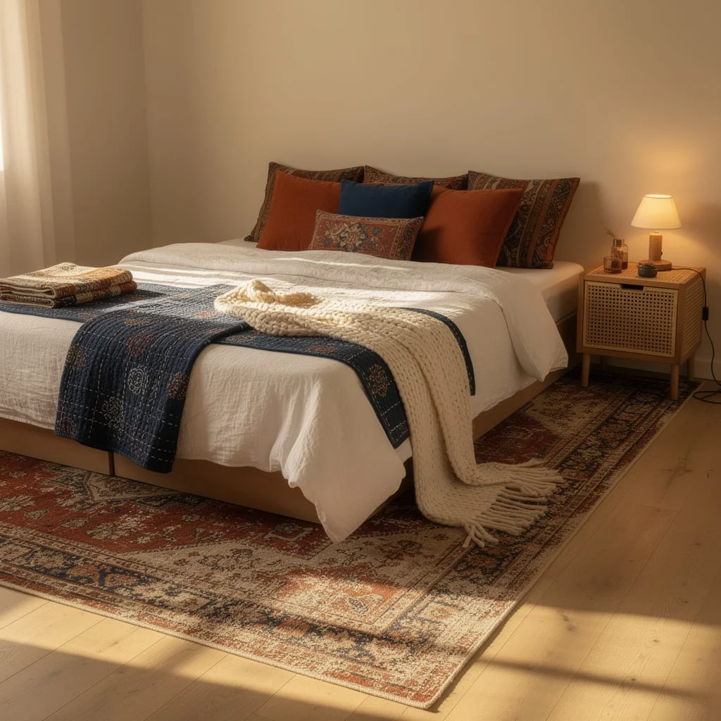 The Blue and Rust Layered Bed