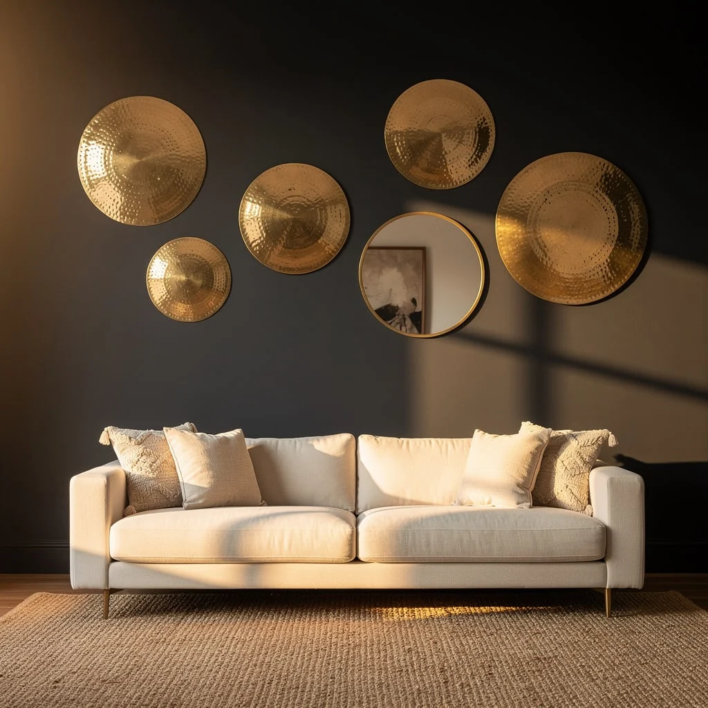 Hammered Brass Discs with a Mirror