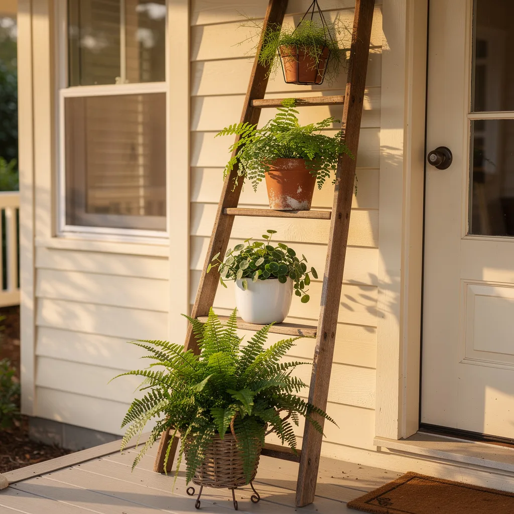 Rustic Ladder Plant Stand