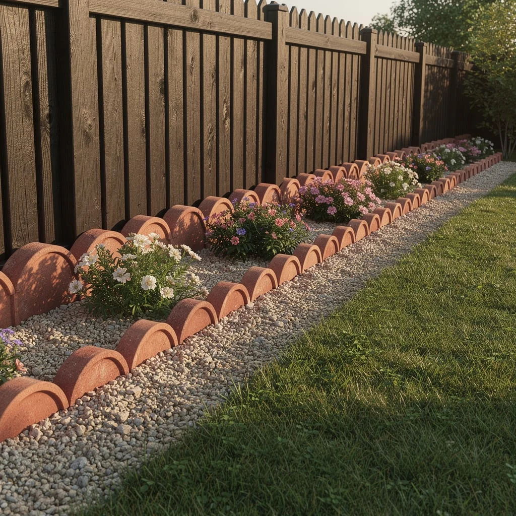 Terracotta Half-Round Tile Row