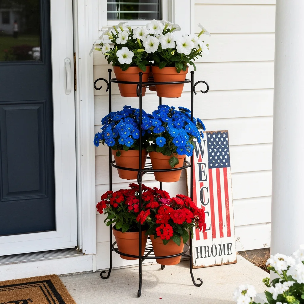 Tiered Plant Stand at the Entry Door